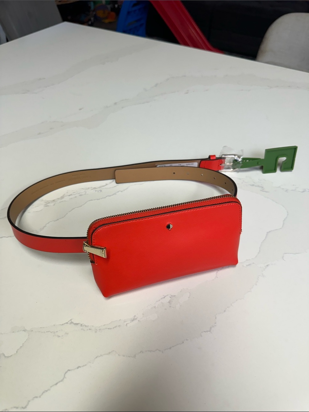 Kate Spade S/M Leather Red Orange Belt Bag BNWT